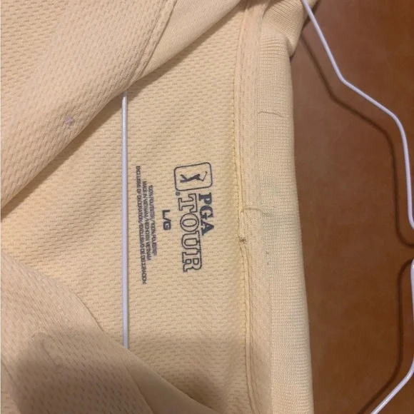 PGA Tour Polo Shirt Men's LG Yellow Pro Series Golf Polyester Athleisure - Picture 11 of 13